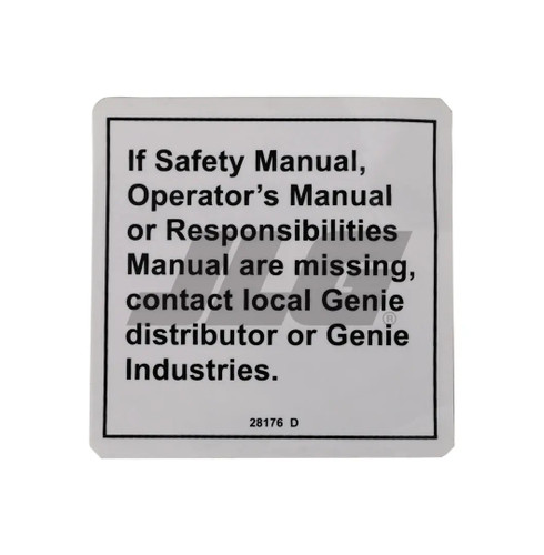 JLG Part # 28176 | GN-LABEL,MANUAL NOT HERE, EA