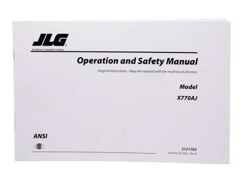 JLG Part # 3121703 | MNL, X770AJ OPERATOR/SAFETY, EA