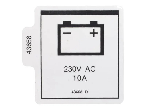 JLG Part # 43658GT | GN-DECAL,PWR TO CHARGER 230V, EA