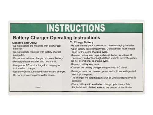 JLG Part # 72970GTGN | GN-CHARGER OP, EA