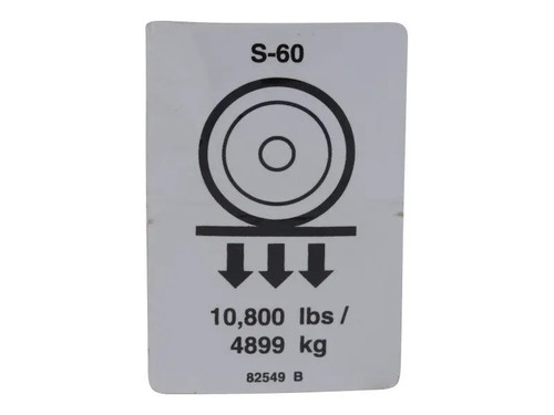 JLG Part # 82549GN | GN-DECAL,WHEEL LOAD S60, EA