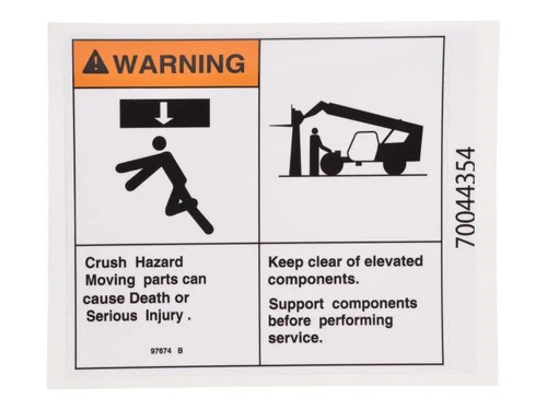 JLG Part # 97674GT | GN-DECAL, DANGER, CRUSH HAZ, EA