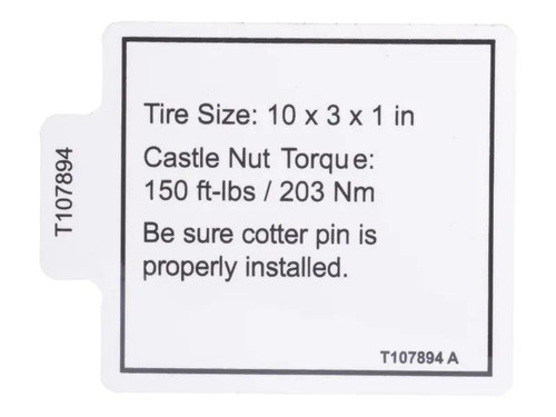 JLG Part # T107894 | GN-DECAL,LABEL,TIRE SPEC, EA