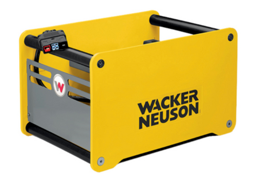 Side view of  Wacker Neuson BP1000 Battery Charger! This handy device can charge your battery in just one hour, so you can get back to work in no time. Plus, it plugs into any standard AC plug receptacle, so you can use it anywhere.