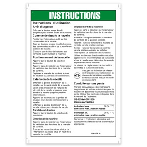Genie Lift Part # 114413FRGT - DECAL,NOTICE,OP INST-ANSI,GENV, EA