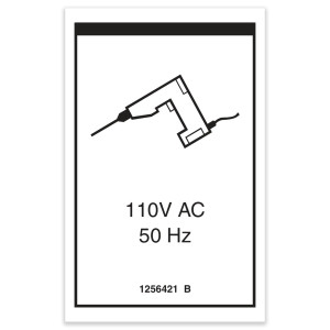 Genie Lift Part # 1256421GT - DECAL, POWER TO PLATFORM, 220V/110V 50HZ, EA