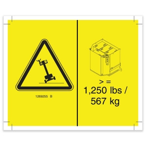 Genie Lift Part # 1269255GT - DECAL, ANSI SYMBOL, BATT WEIGHT/TIP OVER, Z60E, EA