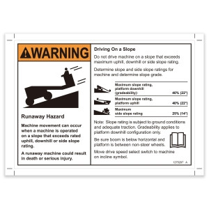 Genie Lift Part # 1275297GT - DECAL,SLOPE RATING,WORD, EA