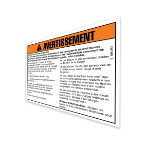 Genie Lift Part # 72875FRGT - DECAL,WARNING,PIPE CRADLE,BOOM, EA