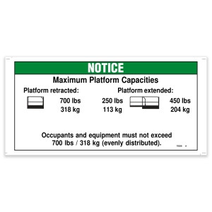 Genie Lift Part # 78028GT - DECAL,NOTICE,MAXCAP,3246 AU/CE, EA