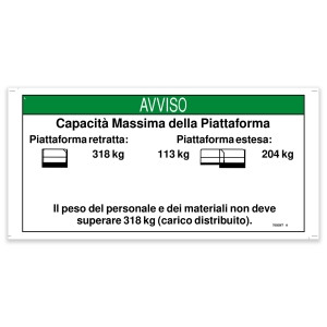 Genie Lift Part # 78028ITGT - DECAL,NOTICE,MAXCAP,3246 AU/CE, EA