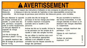 Genie Lift Part # 82410FRGT - DECAL,WARNING,PANEL CRADLE, EA