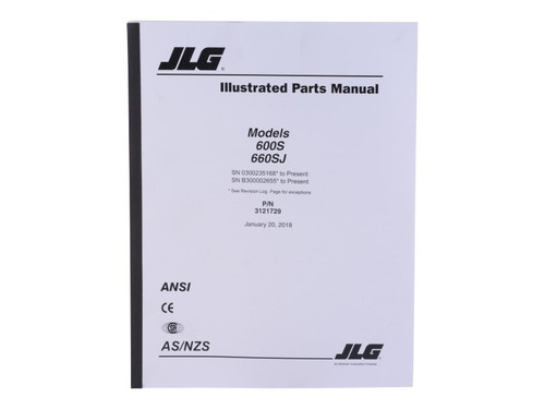 JLG Part # 3121729 | MNL, 600S GBL PARTS, EA