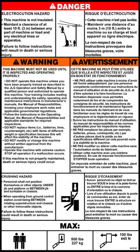 JLG Part # AU2142 | DECAL,SAFETY INSTRUCTIONS, EA