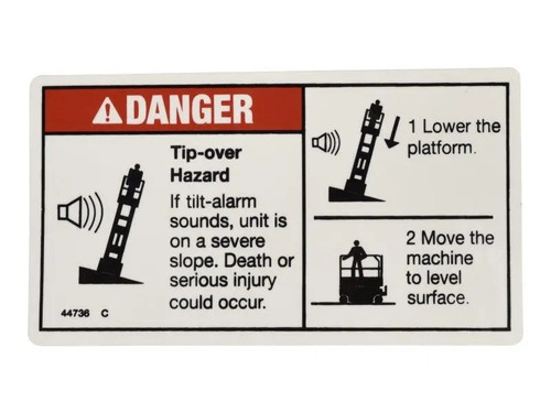 JLG Part # 44736 | GN-DANGER,TIP-OVER,TILT, EA