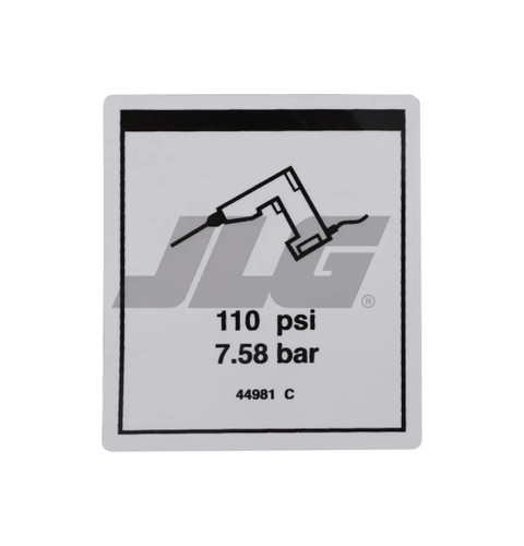 JLG Part # GN44981GT | GN-LABEL,AIRLINE 110 PSI, EA