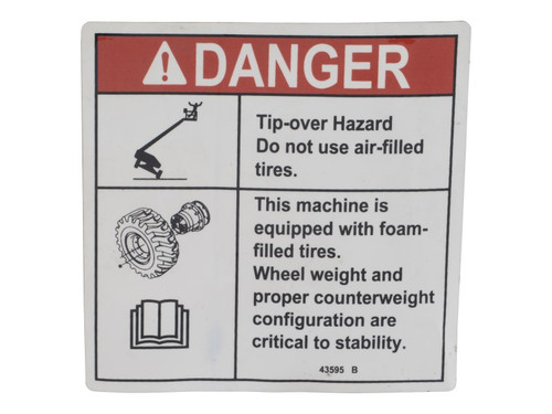 JLG Part # 70040811 | DANGER,TIP-OVER TIRES, EA