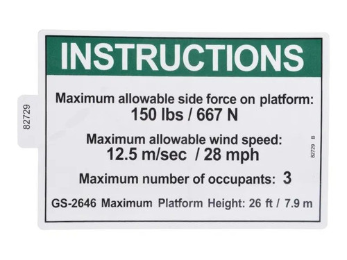 JLG Part # 70041502 | DECAL,SIDE FRC ANSI 2646, EA