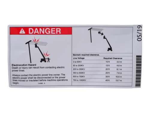JLG Part # 70043282 | DECAL,DANGER, ELECT HAZARD, EA