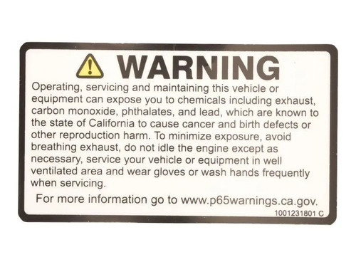 JLG Part # 1001231801 | DECAL,WARNING PROP 65, EA