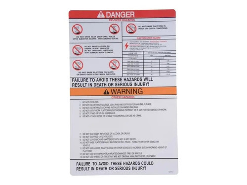 JLG Part # 70041540 | DECAL, WARNING/DANGER/CAUTION, EA