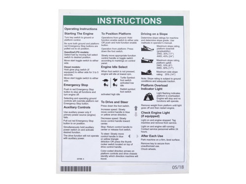 JLG Part # 70043914 | DECAL,OPERATING INSTRUCTIONS, EA