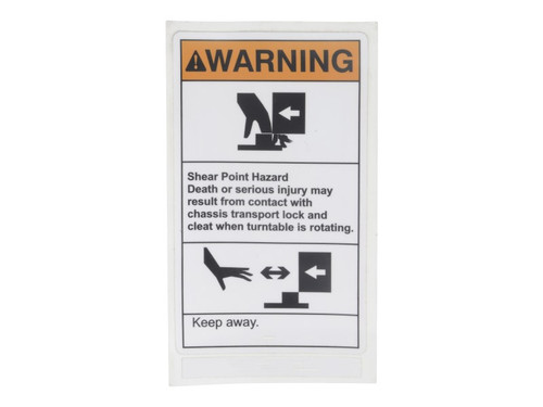 JLG Part # 70043283 | DECAL,WARNING, SHEAR TURNTABLE, EA