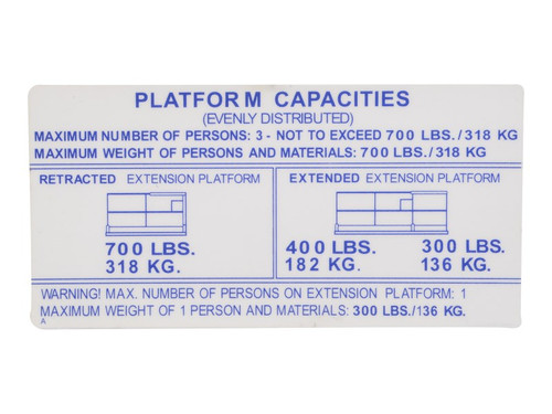 JLG Part # 70041518 | DECAL, 700 LB CAPACITY, EA