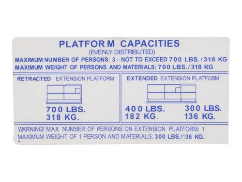 JLG Part # 70041518 | DECAL, 700 LB CAPACITY, EA