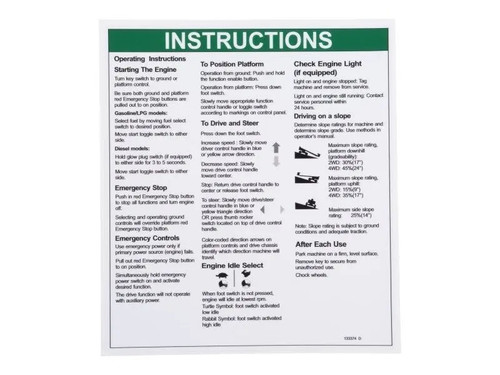 JLG Part # 70041719 | DECAL,NOTICE OPERATING, EA