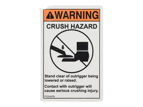 JLG Part # 70041873 | DECAL,WARNING OUTRIGGER, EA