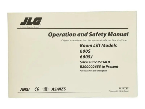 JLG Part # 3121727 | 600S GBL OPER, EA