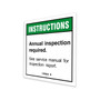 Genie Lift Part # 1290663GT - DECAL,INSTRUCT-ANNUAL INSP REQ, GS-1330m, EA