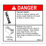 Genie Lift Part # 1298833GT - DECAL, DANGER, TIP-OVER, BATTERY, EA