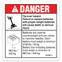 Genie Lift Part # 1297996GT - DECAL, WORD, BATT WEIGHT/TIP OVER, Z45-FE/DC, EA