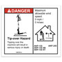 Genie Lift Part # 1298706GT - DECAL, DANGER, 20" OUTRIGGER REACH, INDOOR, EA