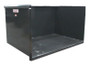 Front view of a high-capacity trash hopper for telehandlers, showing its durable steel construction and large 6.5 cubic yard capacity for handling waste, debris, and bulk materials.