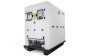A frontal perspective of the Generac 40 KVA Mobile Battery Energy Storage System, showing its robust skid-mounted frame, integrated lead acid battery, and user-friendly control panel designed for easy operation in both single and three-phase applications.