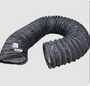 Side view of the 12” x 25’ grey supply ductwork showing the full length of the flexible material.