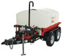Side view of the Multiquip WT5C water trailer, showing the 525-gallon poly tank mounted on a dual-axle TRLR70 trailer.