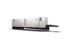 The Generac MDE2900 Mobile Diesel Generator is shown in full containerized form, highlighting its massive 48-foot trailer design built for large-scale industrial power applications.