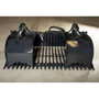 Haugen TSBG-72 Telehandler Skeleton Brush Grapple with the grapple arms open, displaying the dual-cylinder design that provides a secure grip on bulky materials.