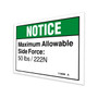 Genie Lift Part # 114008GT - DECAL,NOTICE-SIDE FORCE,50LBS*, EA
