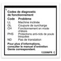 Genie Lift Part # 133596FRGT - DECAL,LABEL,FAULT CODES, EA
