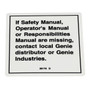 Genie Lift Part # 28176GT - DECAL,LABEL,MANUAL NOT HERE, EA