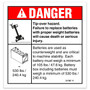 Genie Lift Part # 31787GT - DECAL,DANGER,TIP-OVER BATTERY, EA