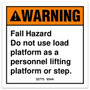 Genie Lift Part # 32775GT - DECAL,WARNING,FALL HAZARD, EA