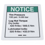 Genie Lift Part # 32999GT - DECAL,NOTICE,TIRE PRESSURE***, EA