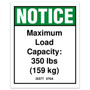 Genie Lift Part # 35577GT - DECAL,NOTICE,MAX CAPACITY 350, EA