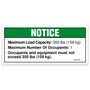 Genie Lift Part # 37144GT - DECAL,NOTICE,LOAD CAP 350, EA